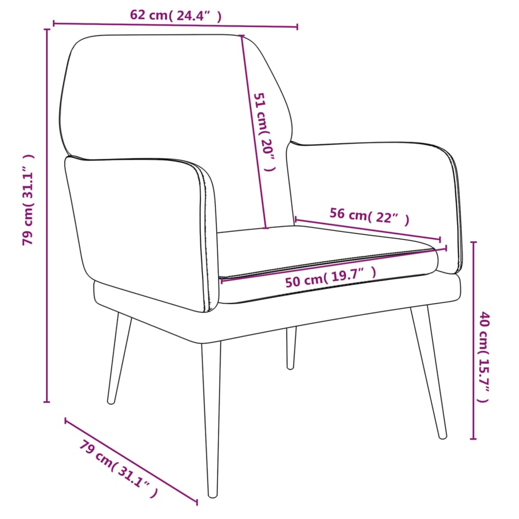 Fauteuil 62x79x79 cm fluweel lichtgrijs Lichtgrijs
