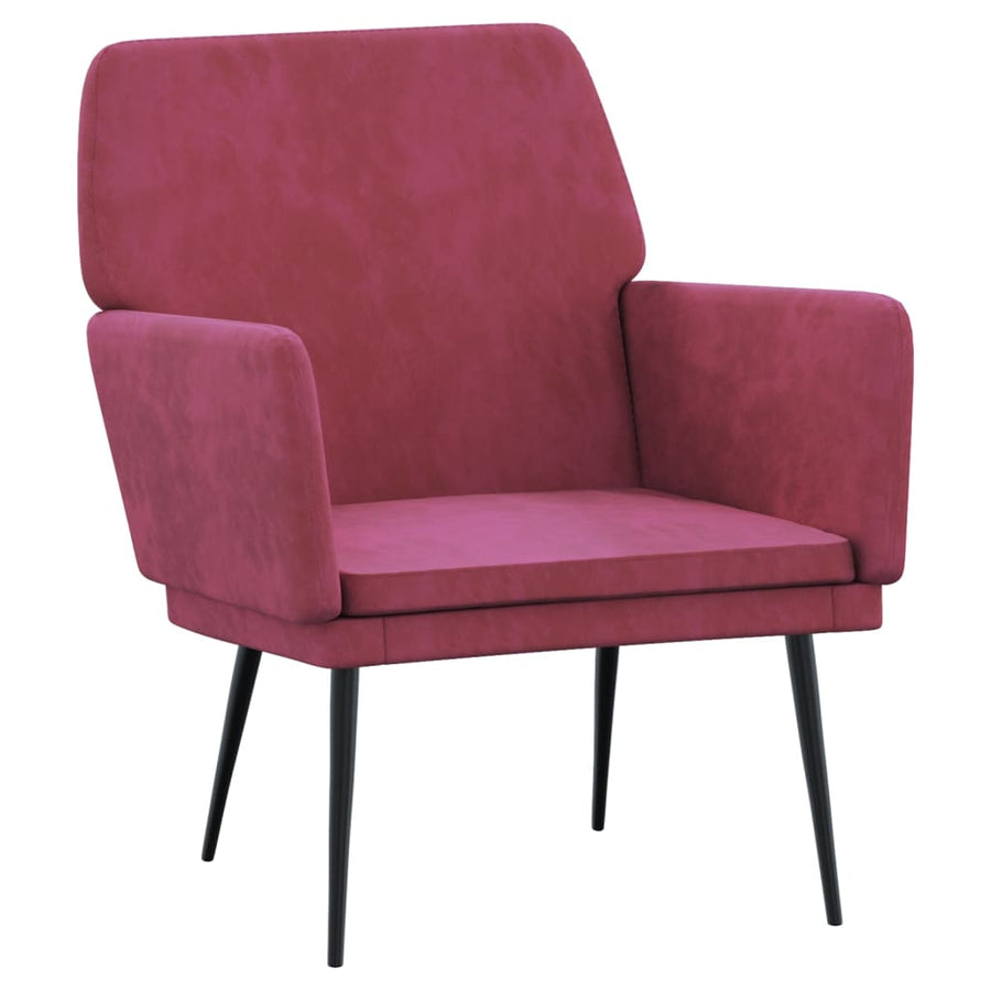 Fauteuil 62x79x79 cm fluweel wijnrood