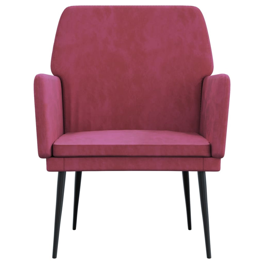 Fauteuil 62x79x79 cm fluweel wijnrood