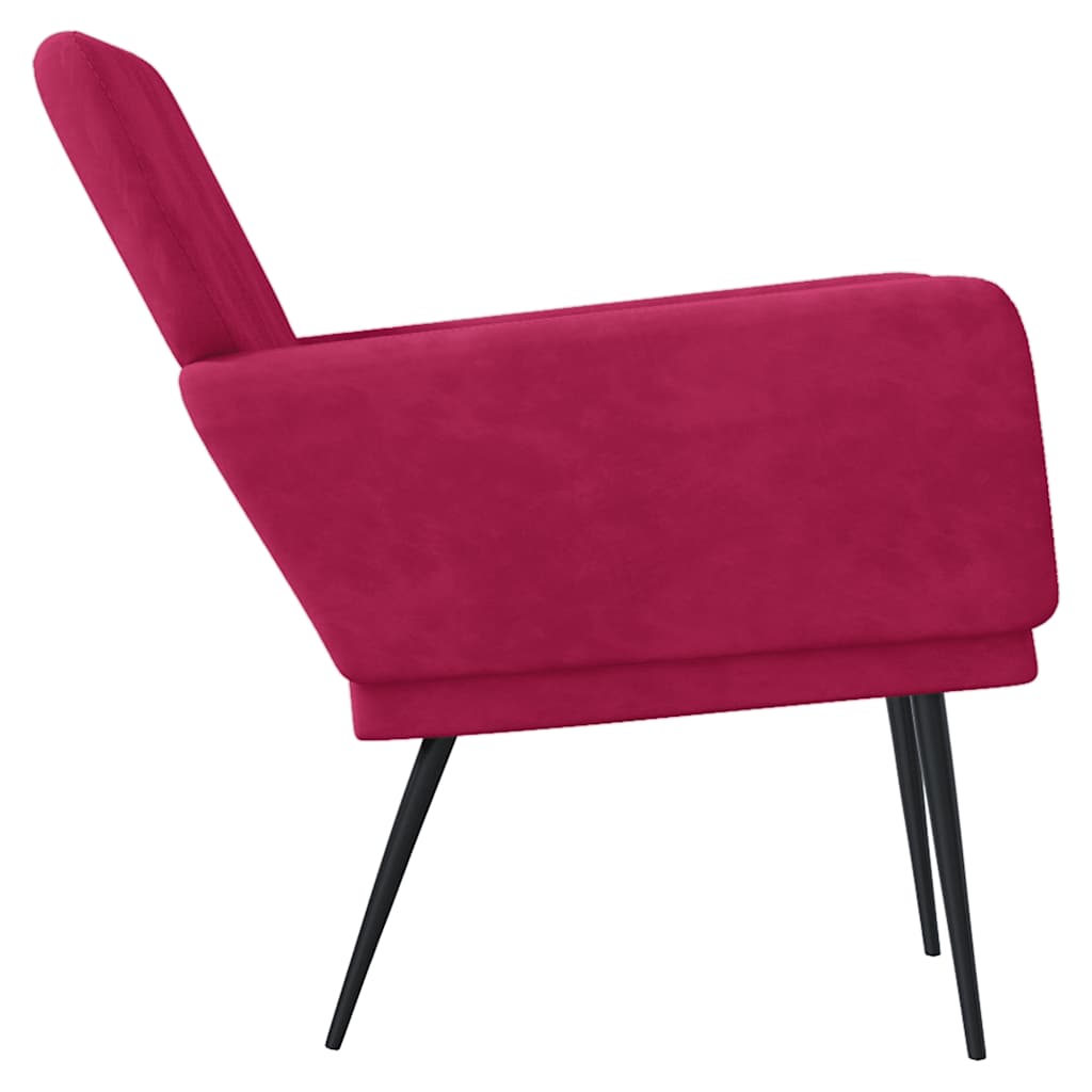 Fauteuil 62x79x79 cm fluweel wijnrood