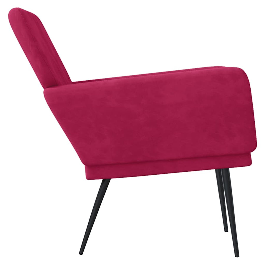 Fauteuil 62x79x79 cm fluweel wijnrood