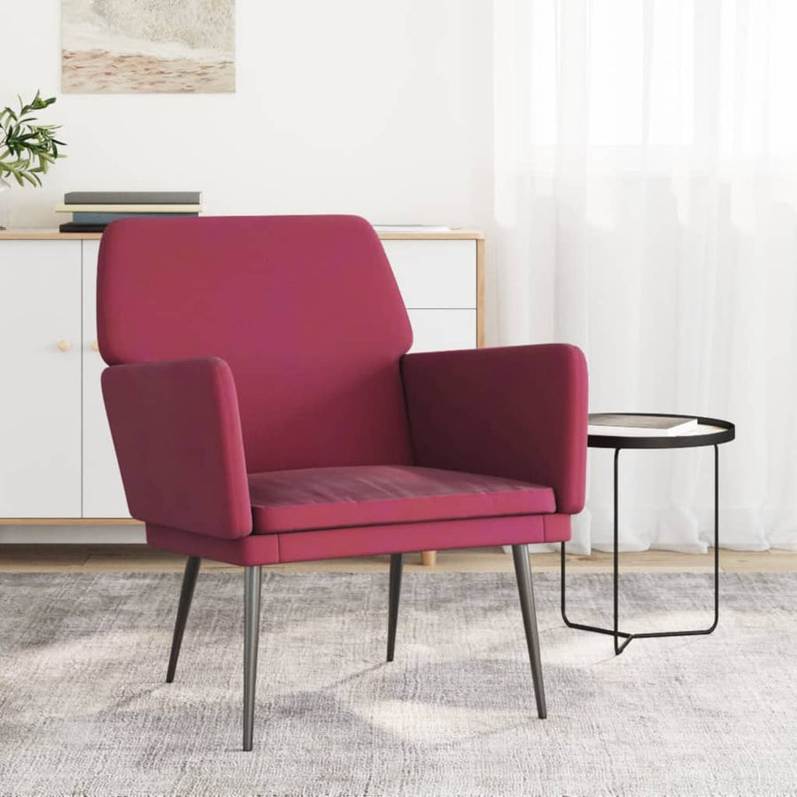 Fauteuil 62x79x79 cm fluweel wijnrood