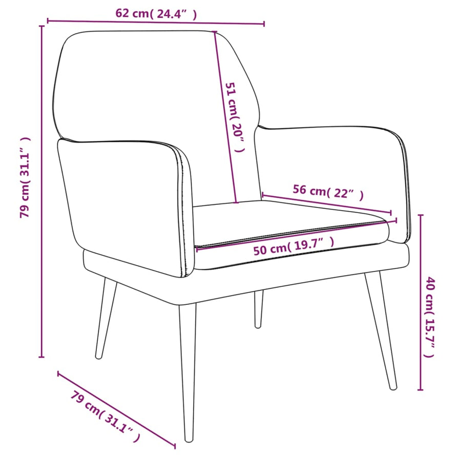 Fauteuil 62X79X79 Cm Fluweel Zwart 1