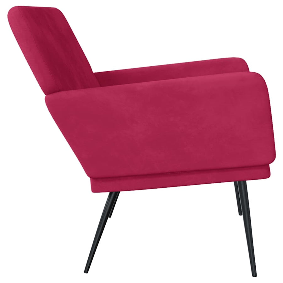 Bankje 108x79x79 cm fluweel wijnrood