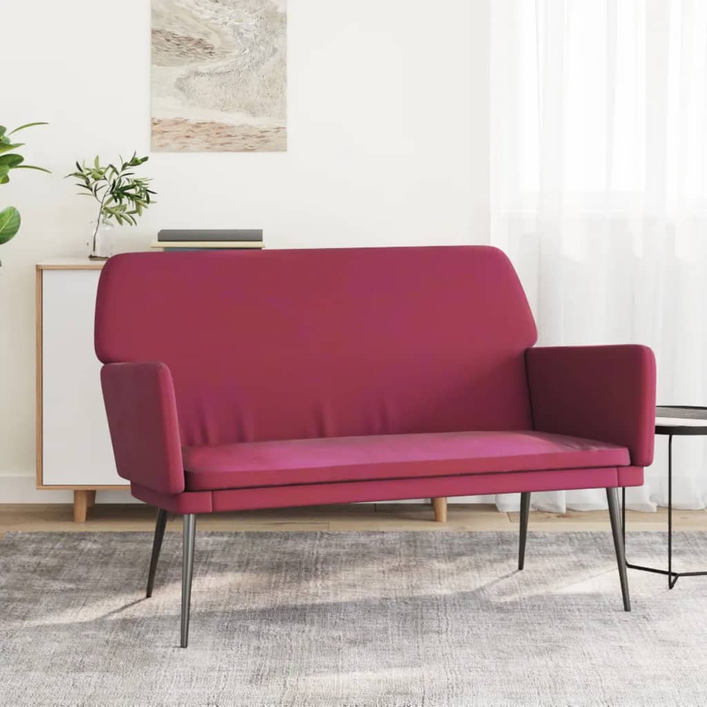 Bankje 108x79x79 cm fluweel wijnrood