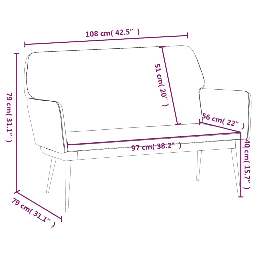 Bankje 108x79x79 cm fluweel geel