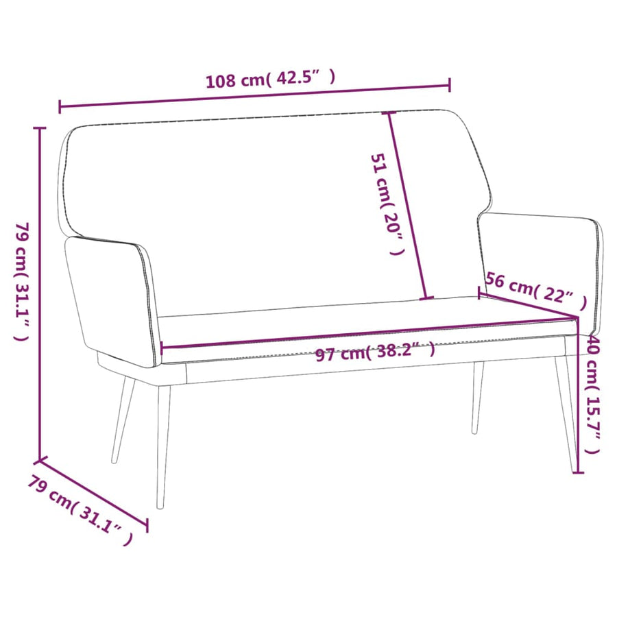 Bankje 108x79x79 cm fluweel geel