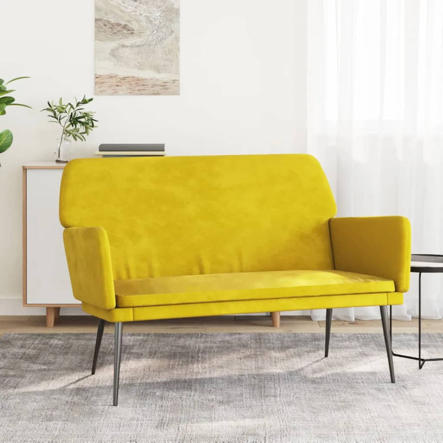 Bankje 108x79x79 cm fluweel geel