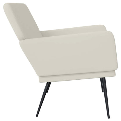 Bankje 108x79x79 cm fluweel crèmekleurig