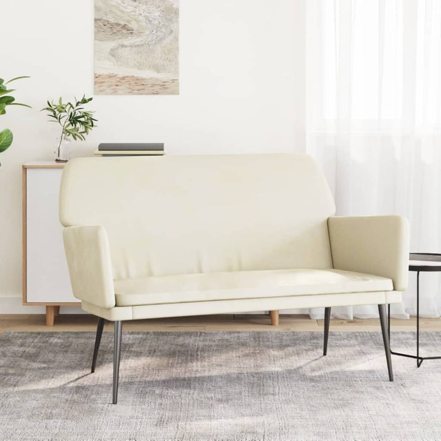 Bankje 108x79x79 cm fluweel crèmekleurig