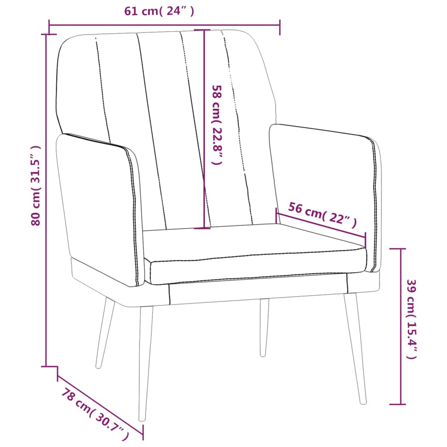 Fauteuil 61x78x80 cm kunstleer crèmekleurig