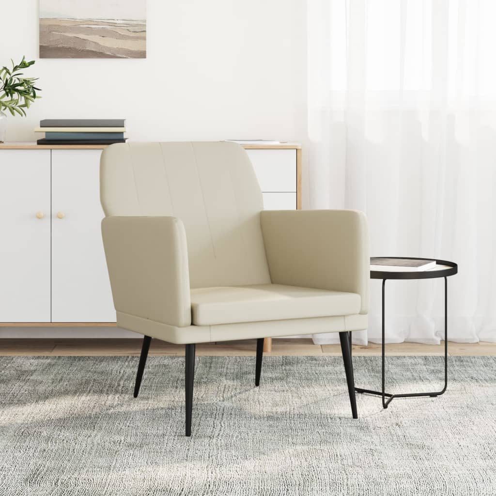 Fauteuil 61x78x80 cm kunstleer crèmekleurig