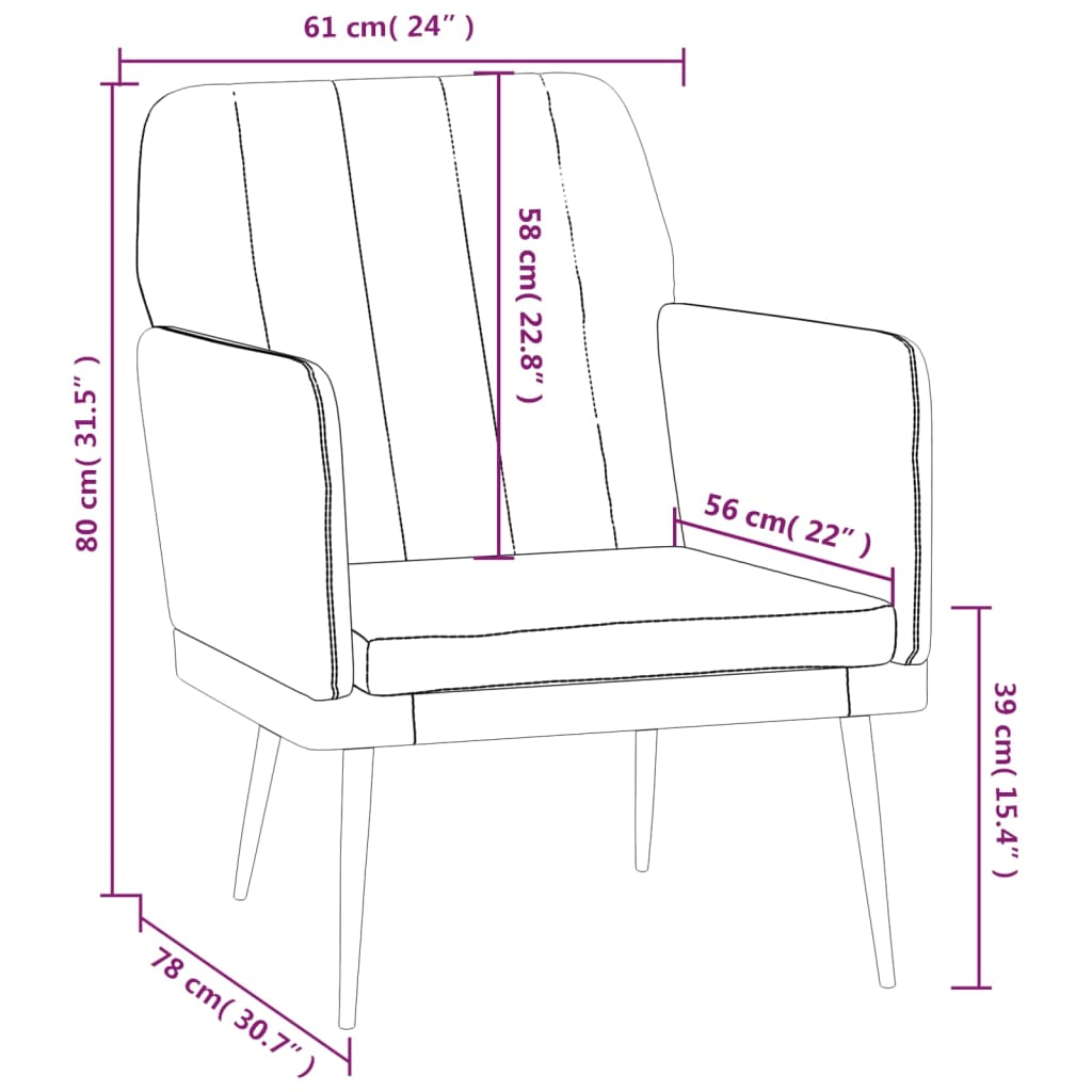 Fauteuil 61x78x80 cm kunstleer cappuccinokleurig