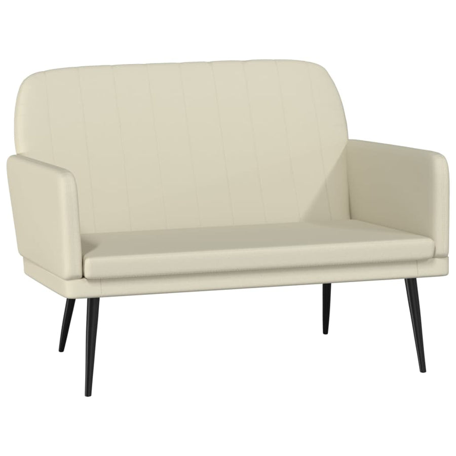 Bankje 107x80x81 cm kunstleer crèmekleurig