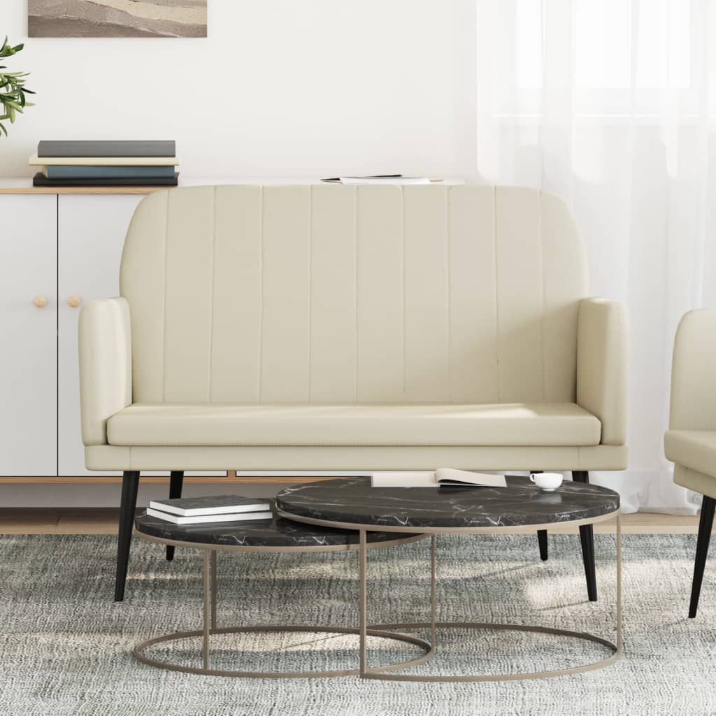 Bankje 107x80x81 cm kunstleer crèmekleurig