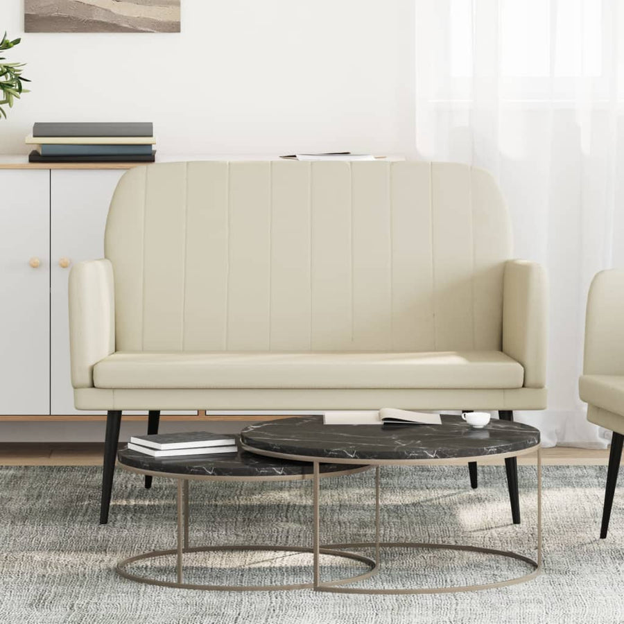 Bankje 107x80x81 cm kunstleer crèmekleurig