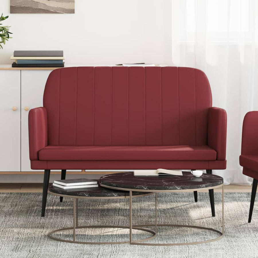Bankje 107x80x81 cm kunstleer wijnrood