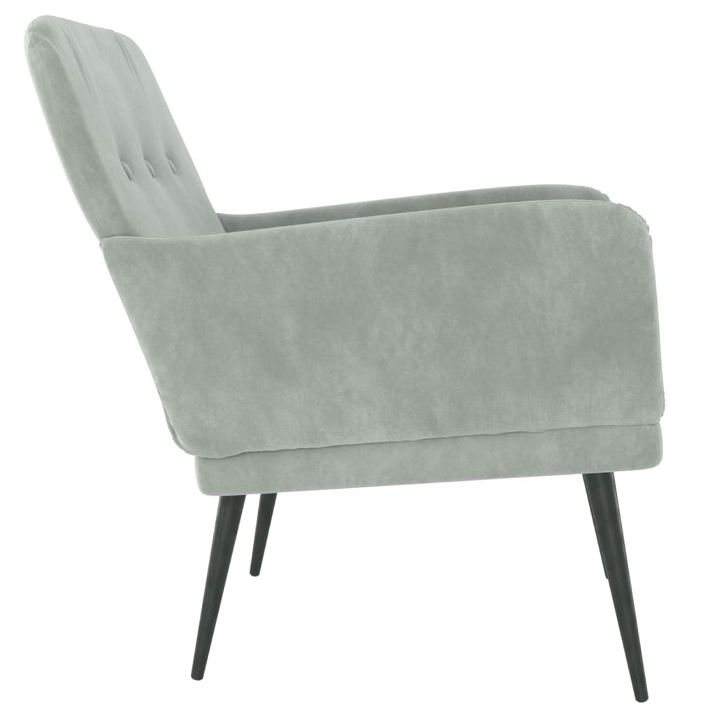 Fauteuil 62X79X79 Cm Fluweel Lichtgrijs