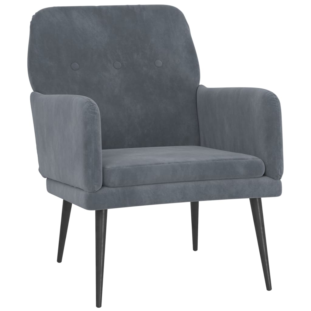 Fauteuil 62X79X79 Cm Fluweel Donkergrijs