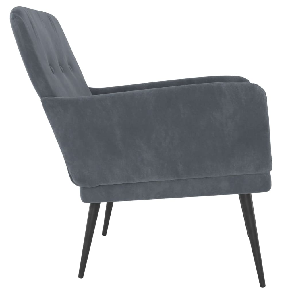 Fauteuil 62X79X79 Cm Fluweel Donkergrijs
