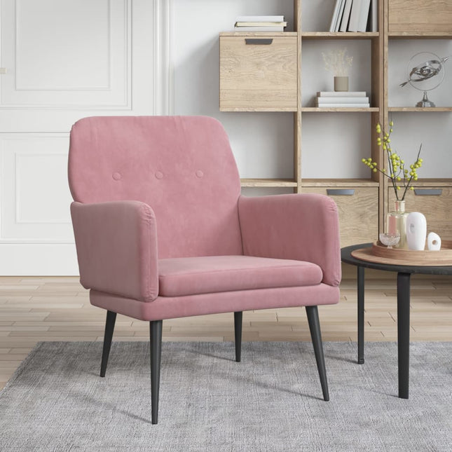 Fauteuil 62X79X79 Cm Fluweel Roze