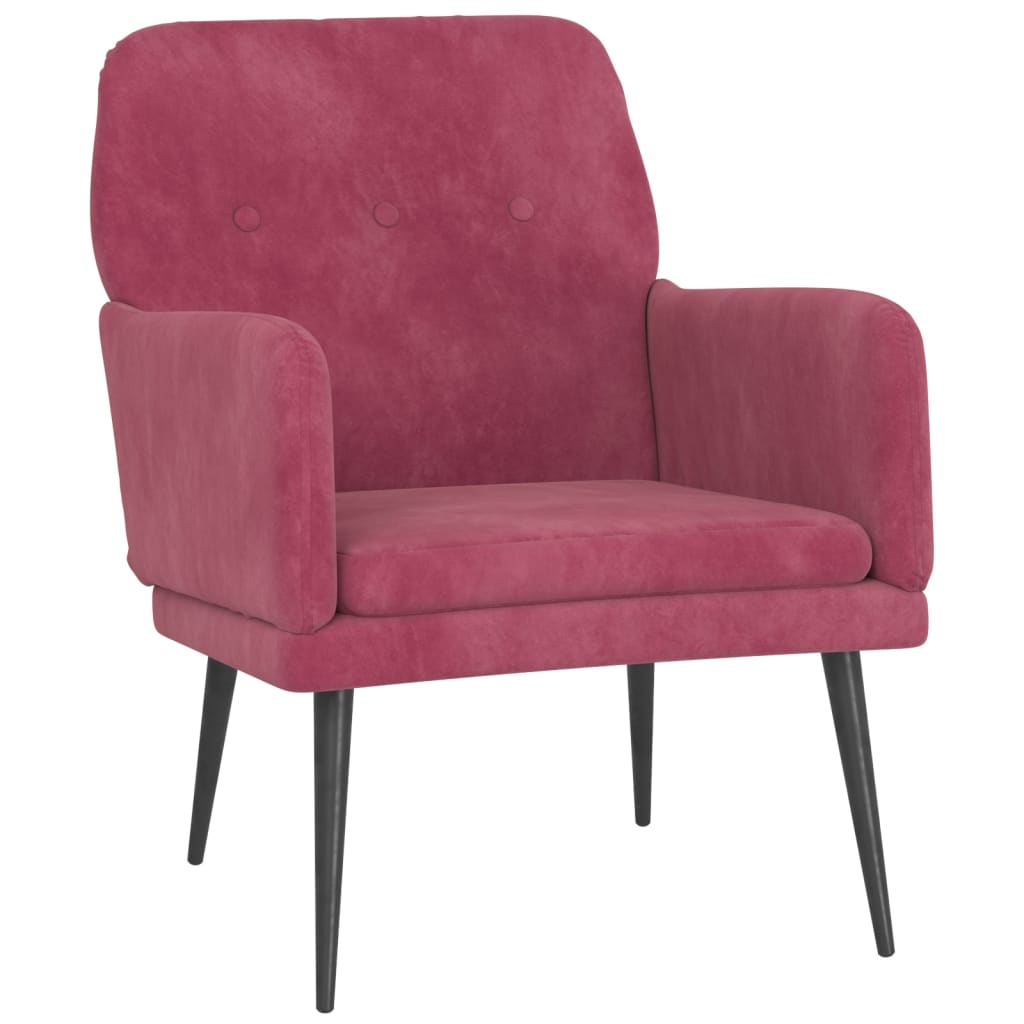 Fauteuil 62X79X79 Cm Fluweel Wijnrood 1