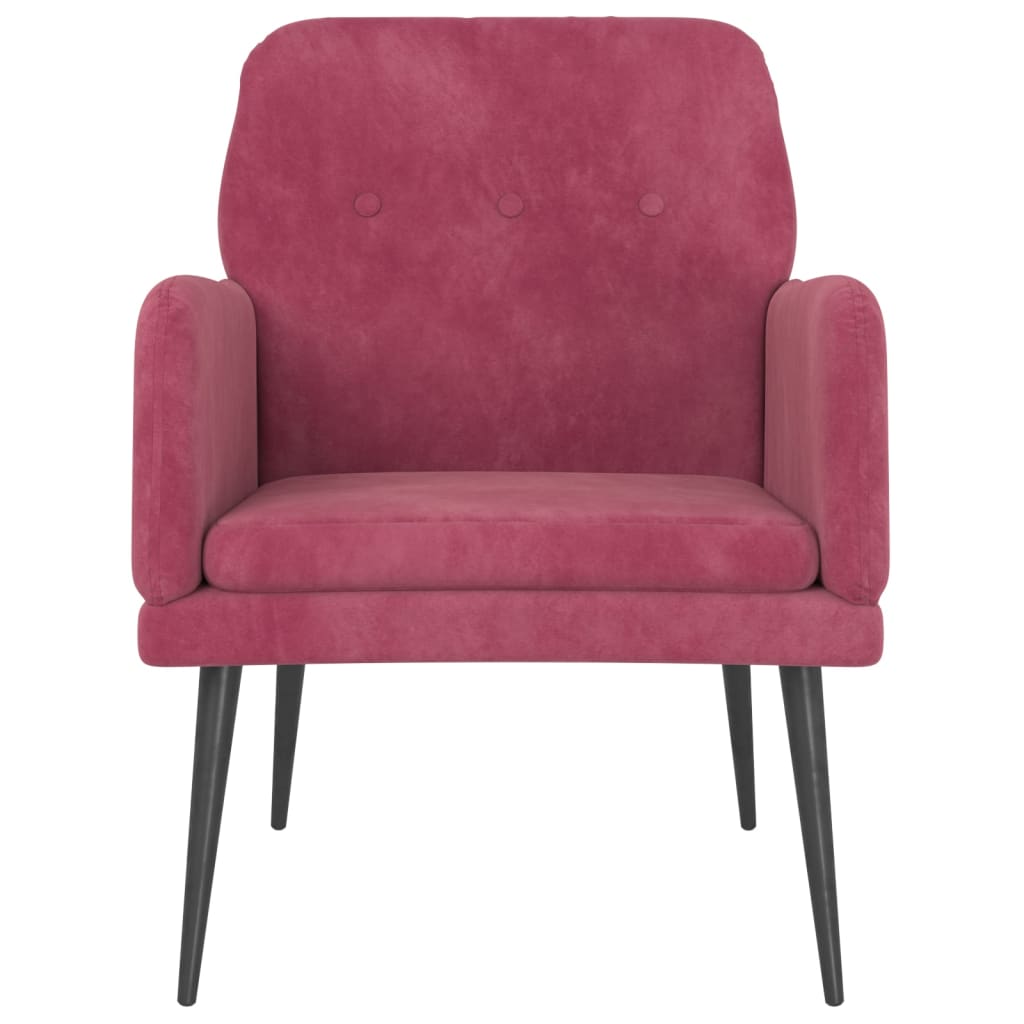 Fauteuil 62X79X79 Cm Fluweel Wijnrood 1
