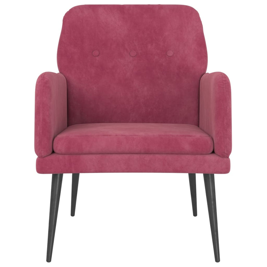 Fauteuil 62X79X79 Cm Fluweel Wijnrood 1