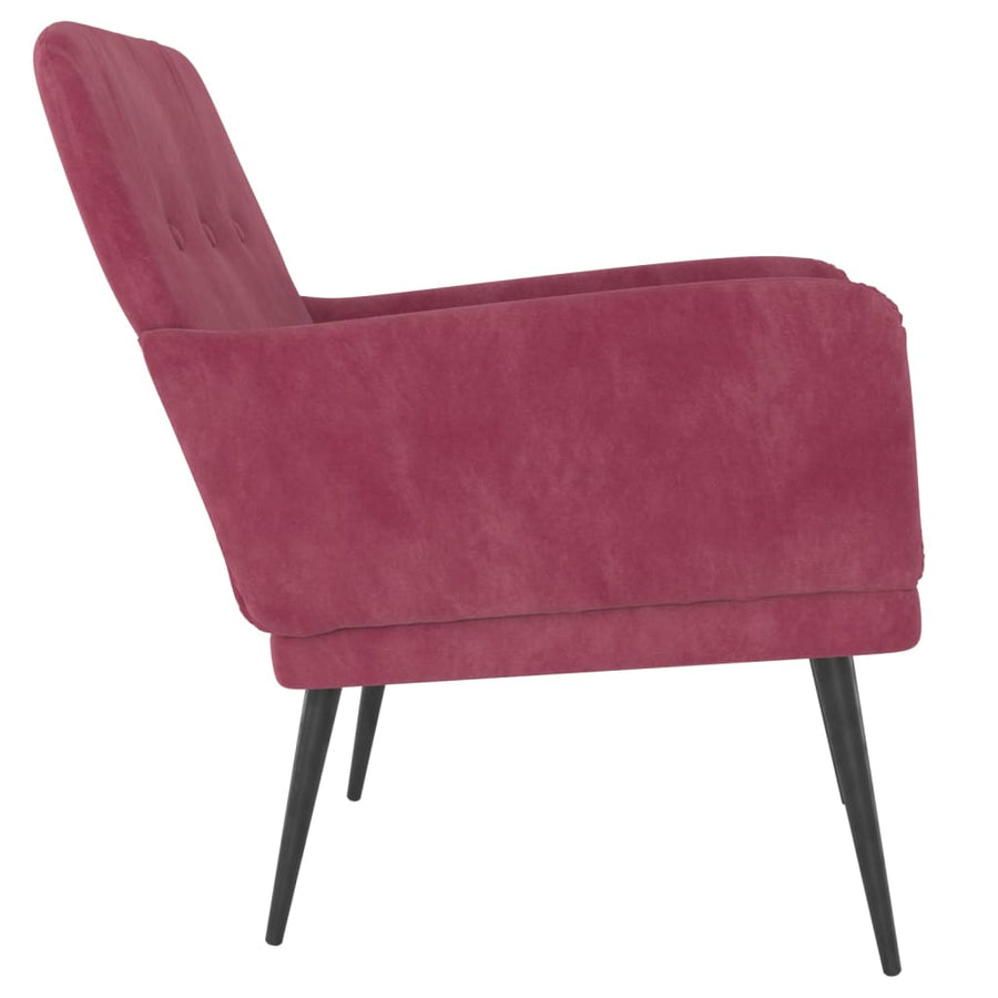 Fauteuil 62X79X79 Cm Fluweel Wijnrood 1