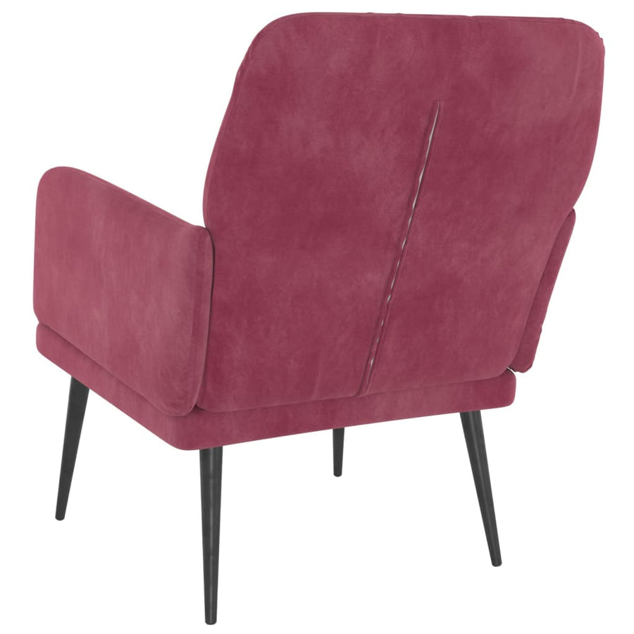 Fauteuil 62X79X79 Cm Fluweel Wijnrood 1