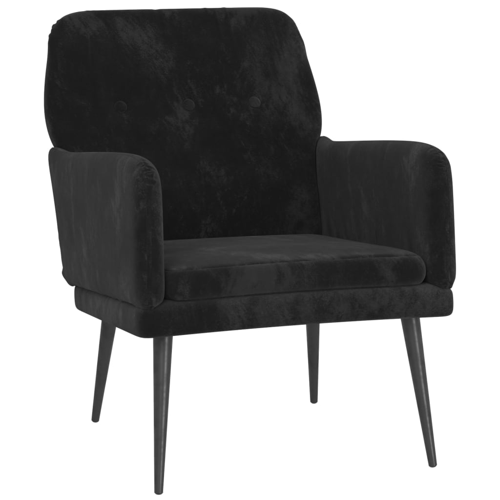 Fauteuil 62x79x79 cm fluweel zwart Zwart
