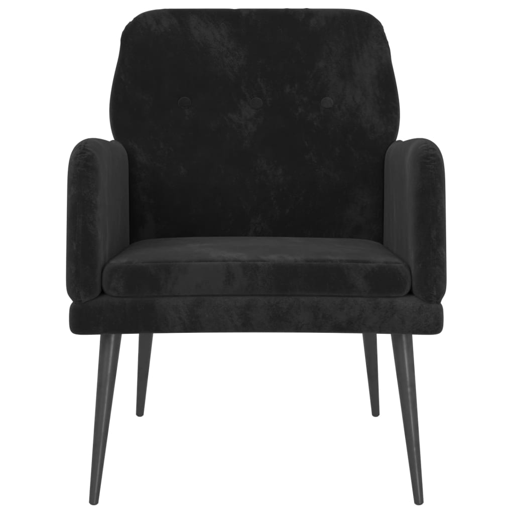 Fauteuil 62x79x79 cm fluweel zwart Zwart