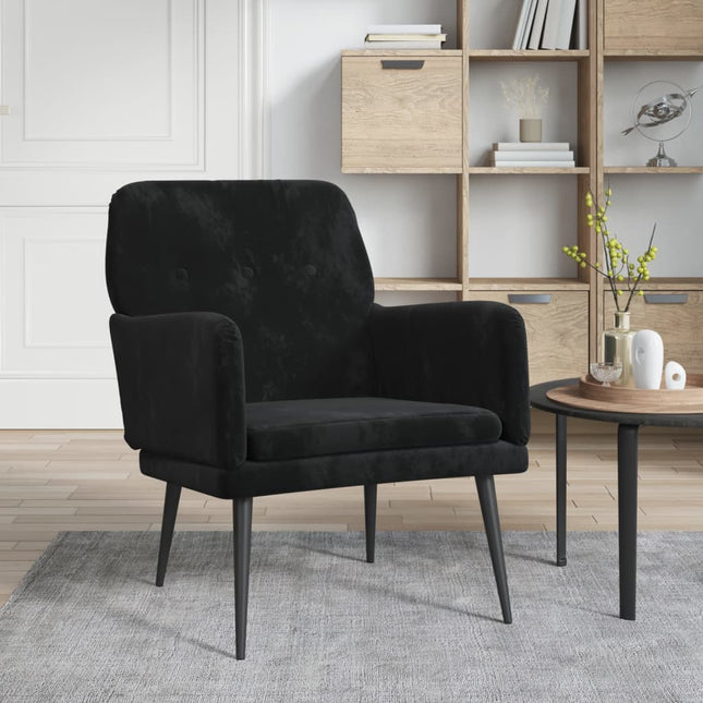 Fauteuil 62x79x79 cm fluweel zwart Zwart