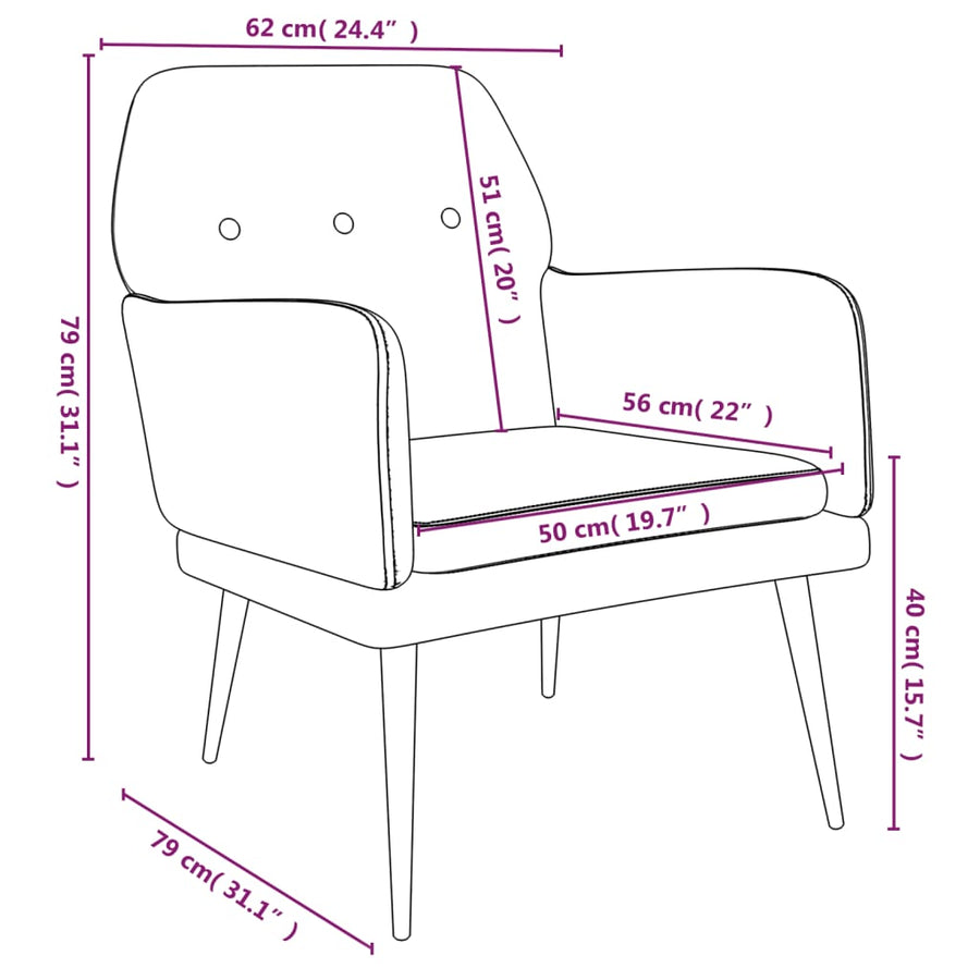 Fauteuil 62X79X79 Cm Fluweel Geel 1