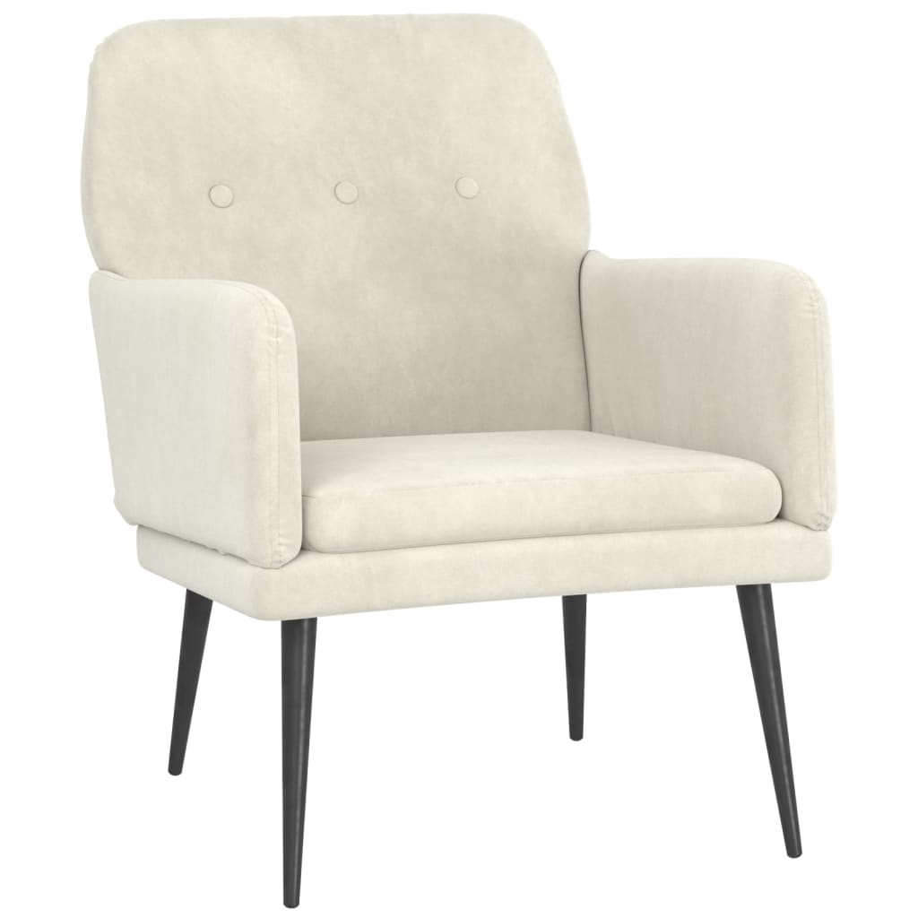 Fauteuil 62X79X79 Cm Fluweel Crèmekleurig