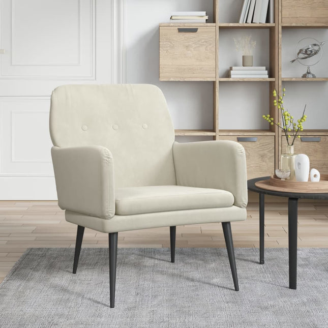 Fauteuil 62X79X79 Cm Fluweel Crèmekleurig