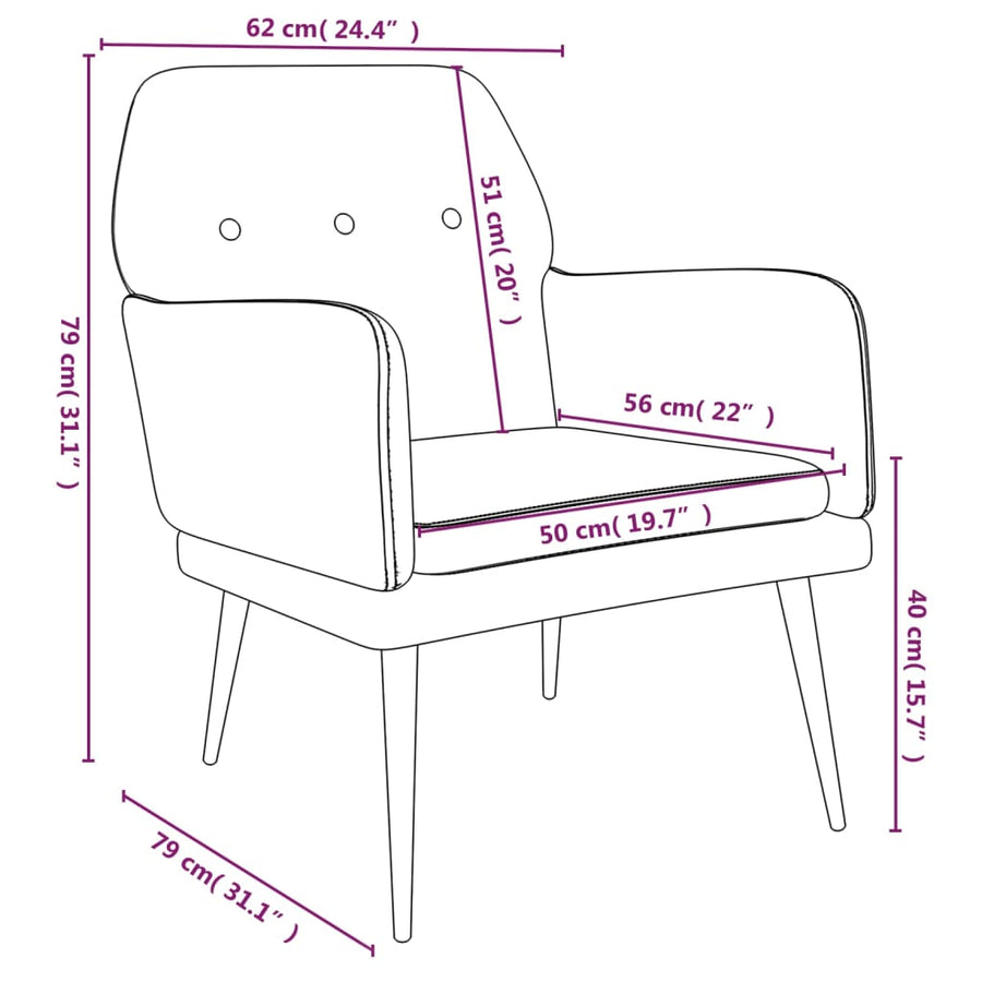 Fauteuil 62X79X79 Cm Fluweel Blauw