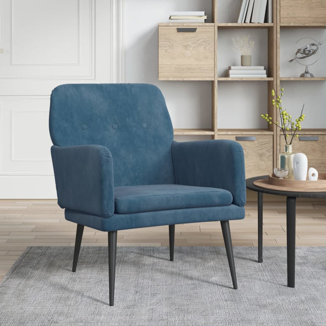 Fauteuil 62X79X79 Cm Fluweel Blauw