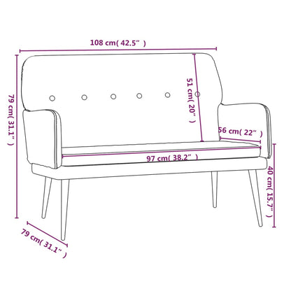 Bankje 108x79x79 cm fluweel bruin