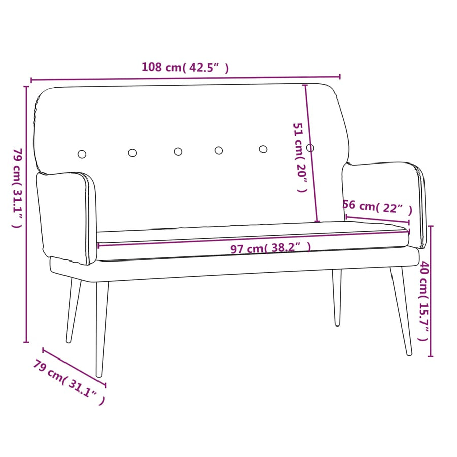 Bankje 108X79X79 Cm Fluweel Crèmekleurig