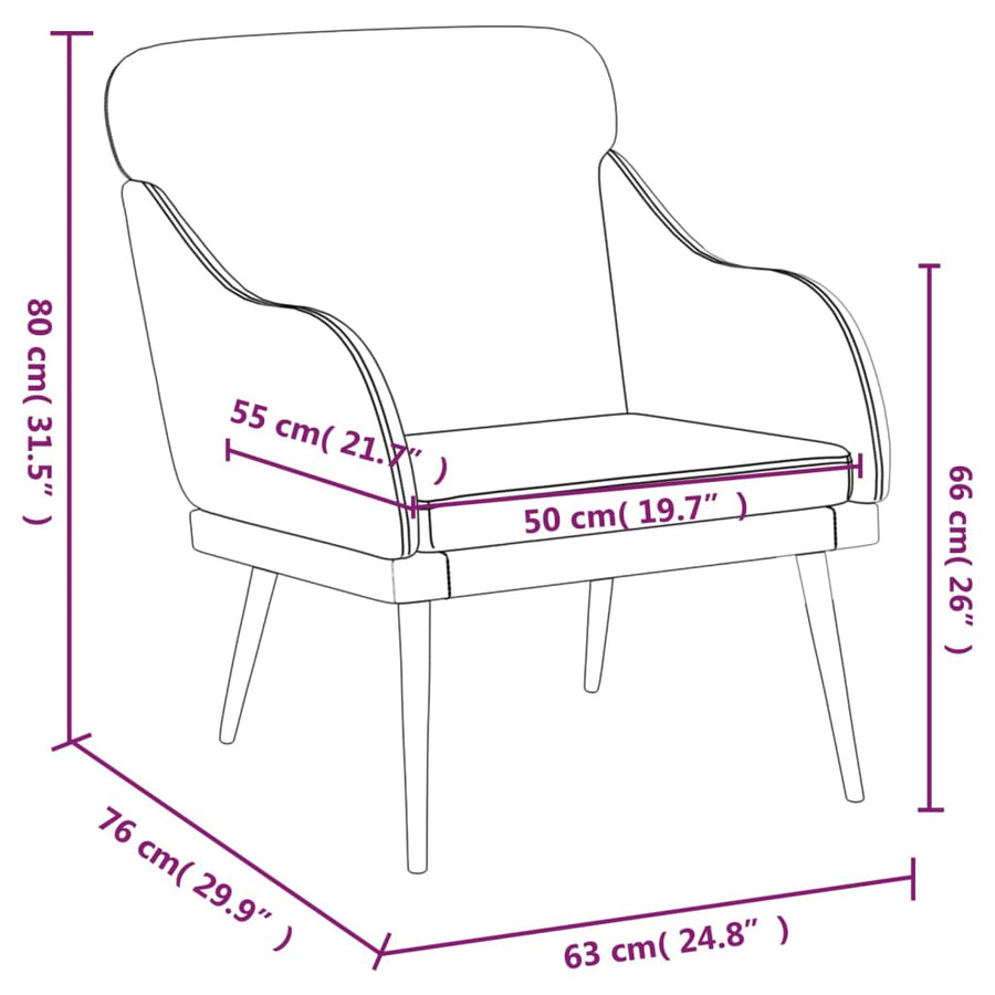 Fauteuil 63X76X80 Cm Kunstleer Zwart