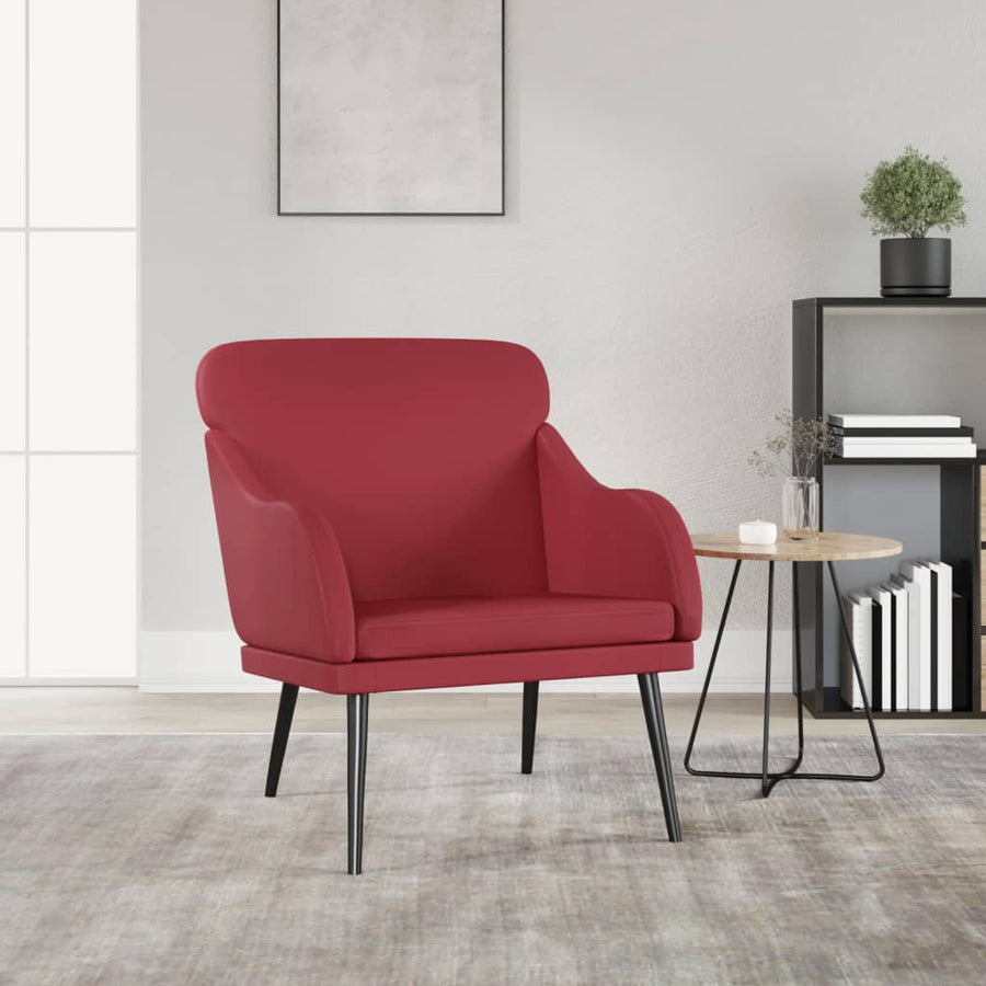 Fauteuil 63x76x80 cm kunstleer wijnrood