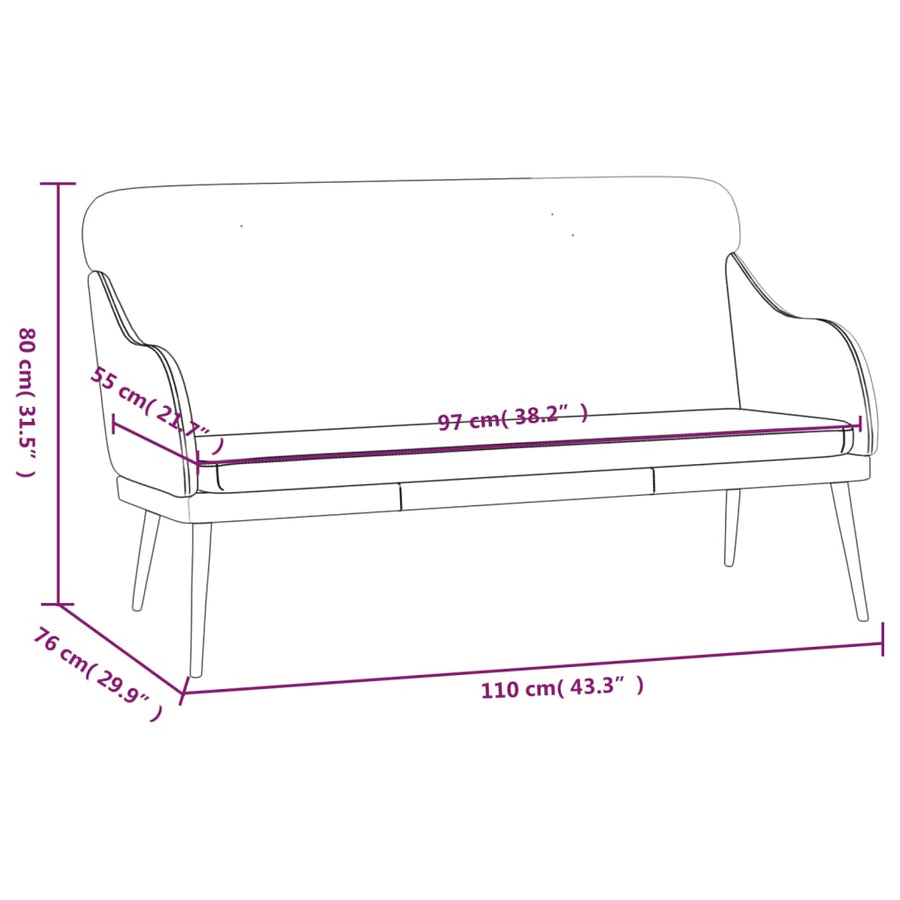 Bankje 110x76x80 cm kunstleer crèmekleurig