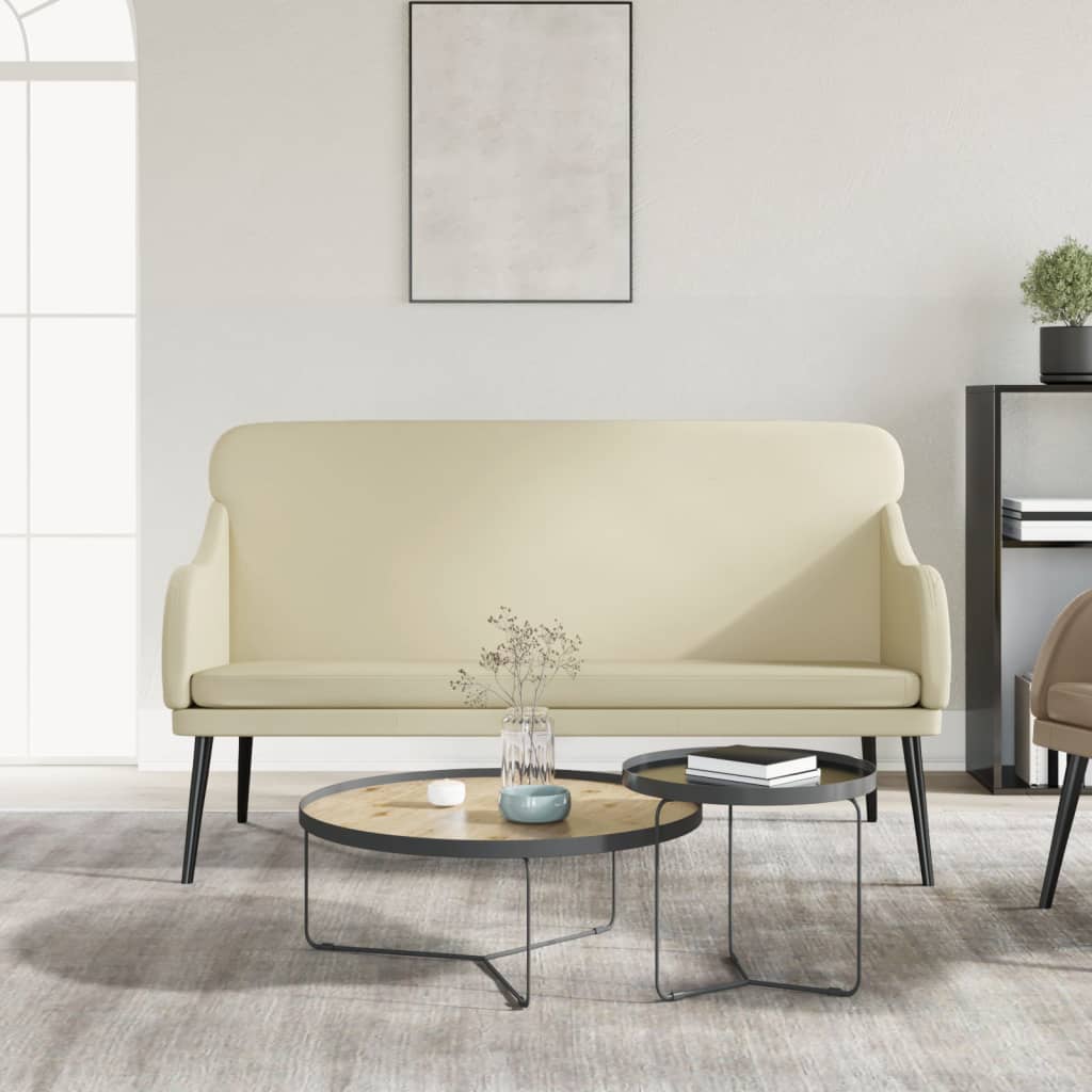 Bankje 110x76x80 cm kunstleer crèmekleurig