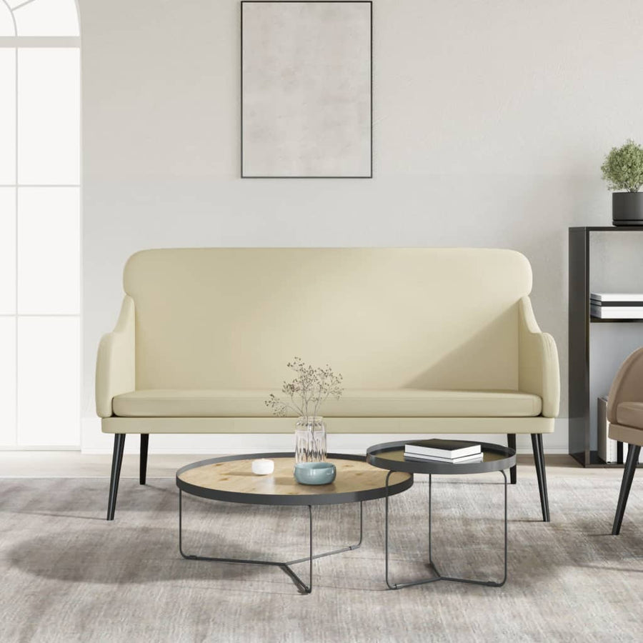 Bankje 110x76x80 cm kunstleer crèmekleurig
