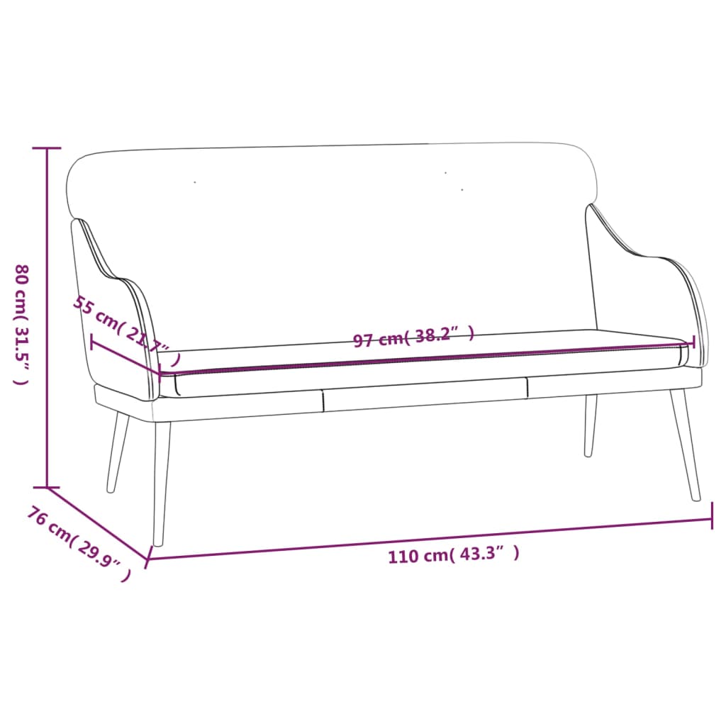 Bankje 110x76x80 cm kunstleer grijs