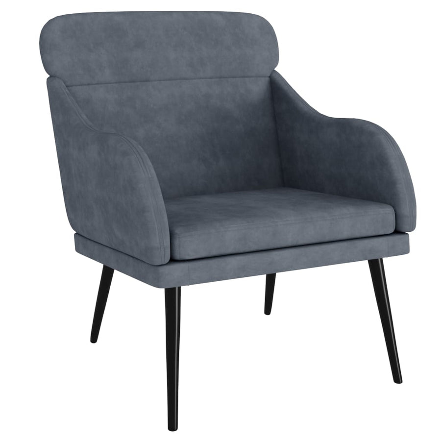 Fauteuil 63X76X80 Cm Fluweel Donkergrijs 1
