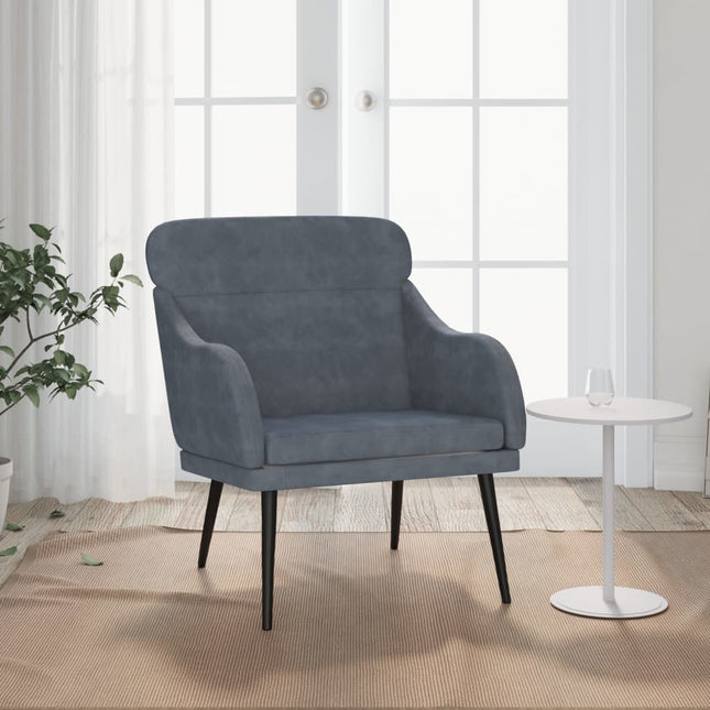 Fauteuil 63X76X80 Cm Fluweel Donkergrijs 1