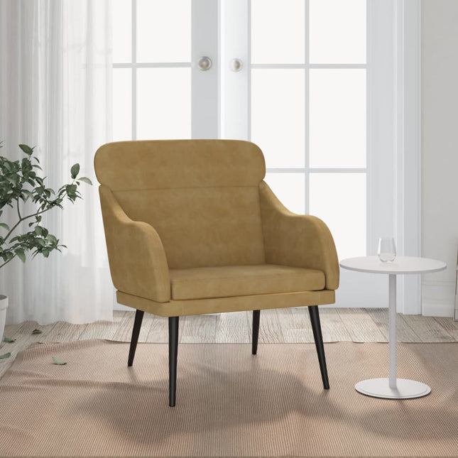 Fauteuil 63X76X80 Cm Fluweel Bruin