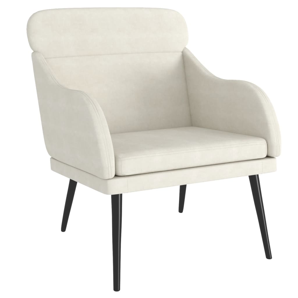 Fauteuil 63X76X80 Cm Fluweel Crèmekleurig